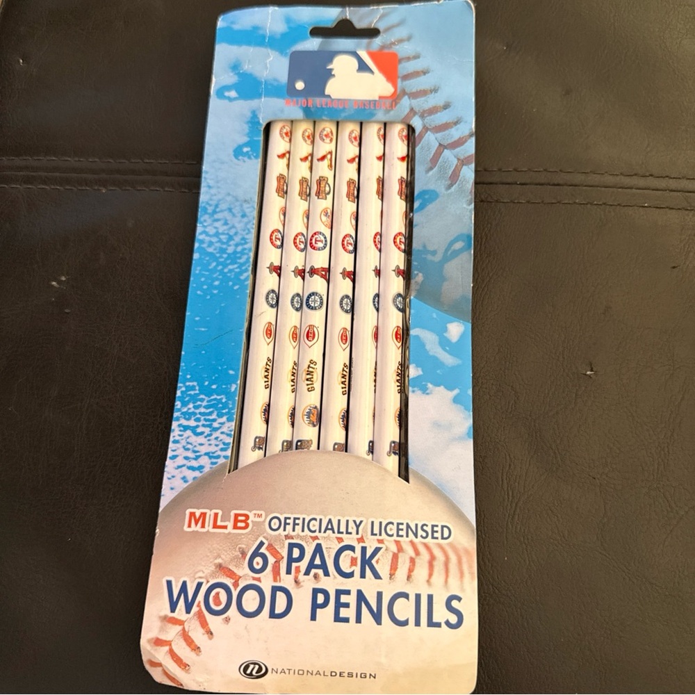 MLB White Pencils with Team Logos